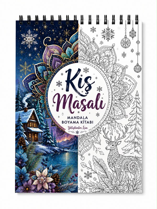 Kış Masalı Mandala Boyama Kitabı - Yetişkinler İçin Boyama Sayfaları